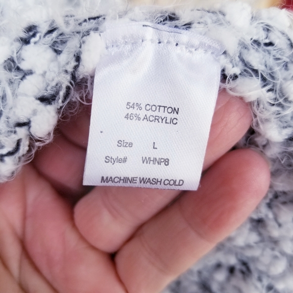 Woven Heart Super Soft Gray/ White Marled Eyelash Open Cardigan Sweater LARGE - Picture 7 of 8